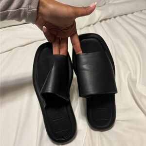 Womens Black Slide Sandals